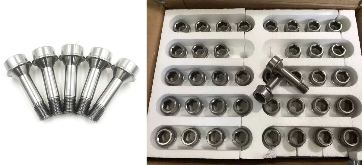 Hexagonal titanium wheel screws